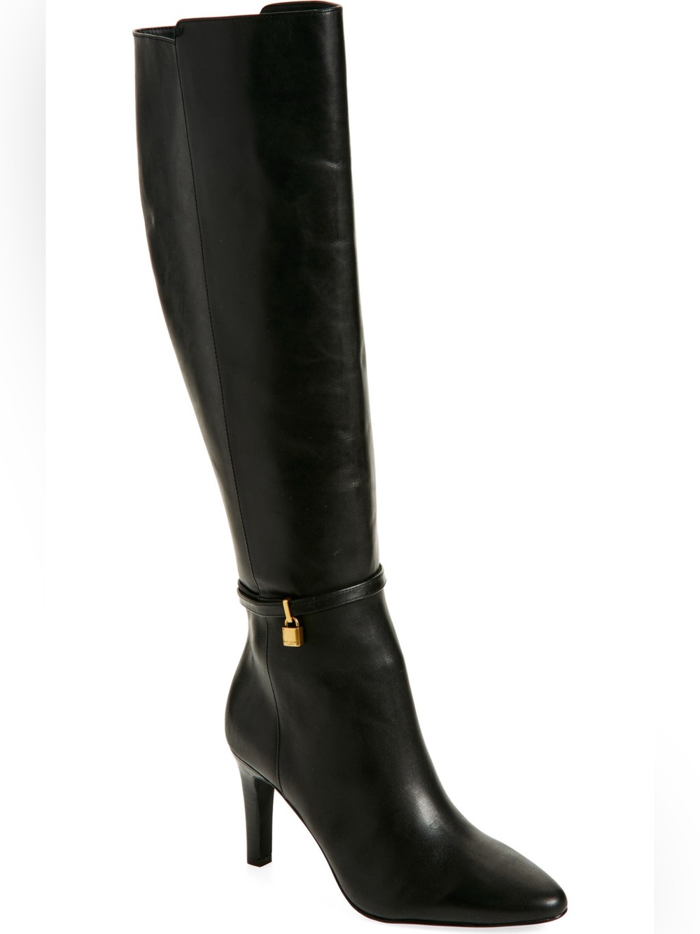 Kurt Geiger London Brixton Lock Black Leather Knee High Boot Size 9/9.5 EU 40